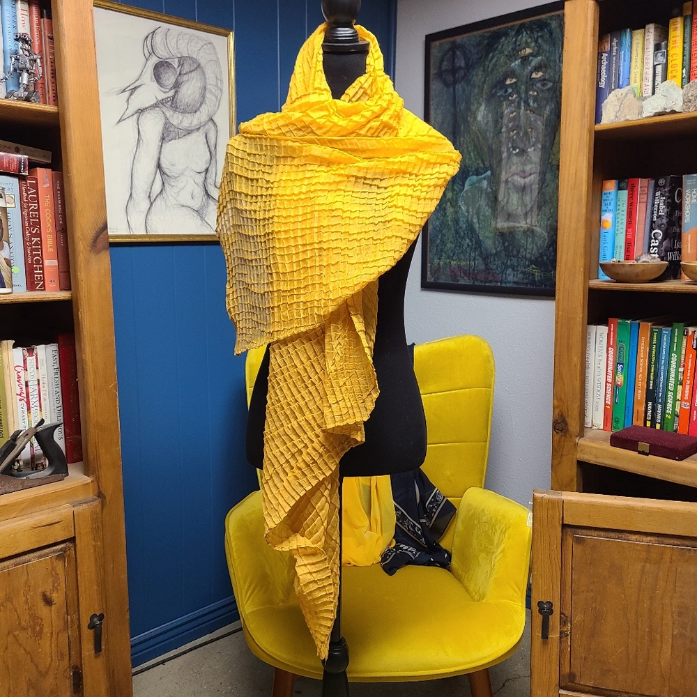 Yaumi K Yellow Waffle Texture Scarf